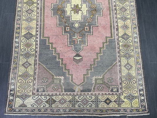 Hand Knotted Rug 4 x 6.7 Vintage Rug Oushak Rug Wool Rug, Persian Rug Fun Turkish Rug Soft Colors Rug Oriental Wool rug