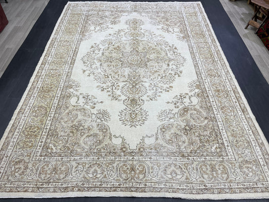 Vintage RUG 7.2 x 10 Antique Rug Vintage Wool Oriental Rug Handmade Rug Hand Knotted Rug NATURAL Wool Rug Turkish Rug