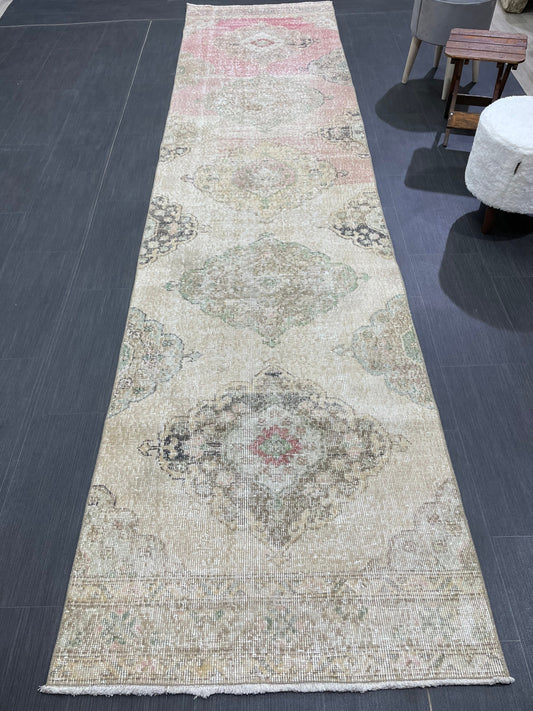 Handmade Runner RUG 3 x 12 TURKISH Oushak Rug Vintage Runner Rug Vintage Runner Rug Wool Oushak Rug Antique Rug Hand Knotted Rug