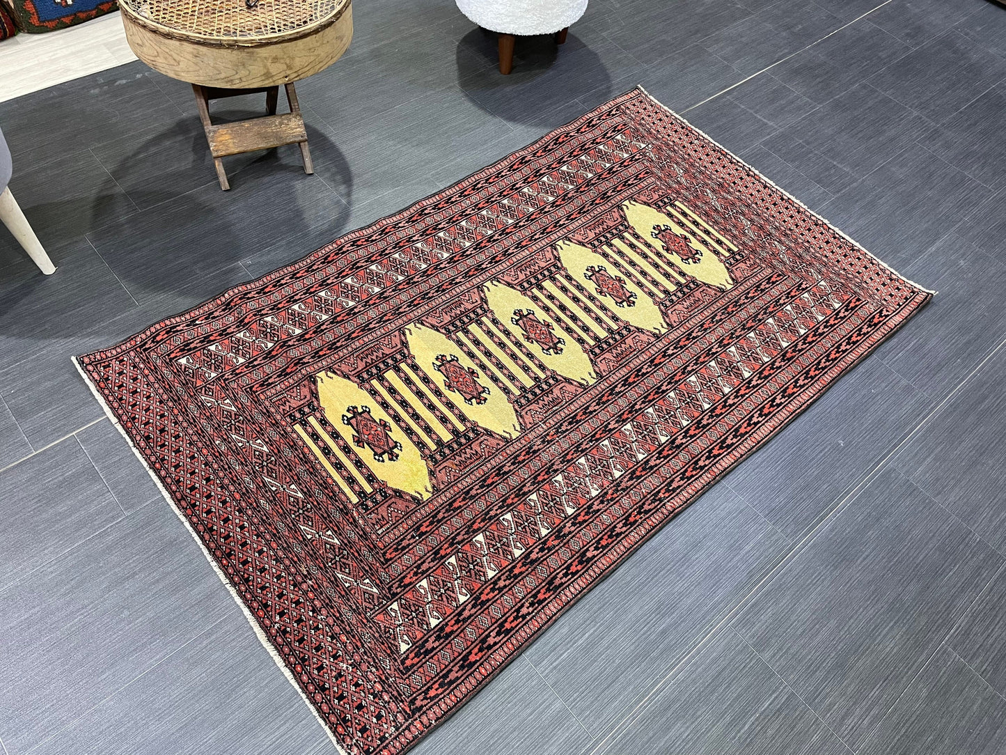 Turkish Rug, Vintage 3x5 Rug, Persian Rug, Oriental Rug, Hallway Rug, Kitchen Rug, Wool Rug Wool Rug Entryway Navy Rug