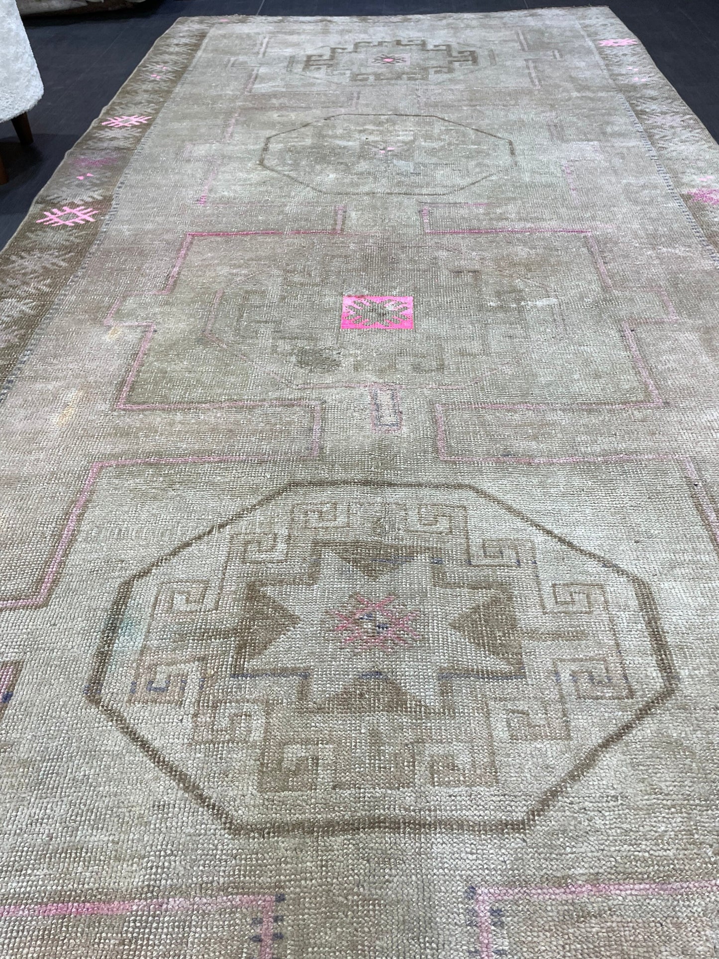 Muted Vintage RUG 5 x 11.6 TURKISH Rug Antique Rug Vintage Rug Wool Oushak Rug Large Handmade Rug Hand Knotted Rug