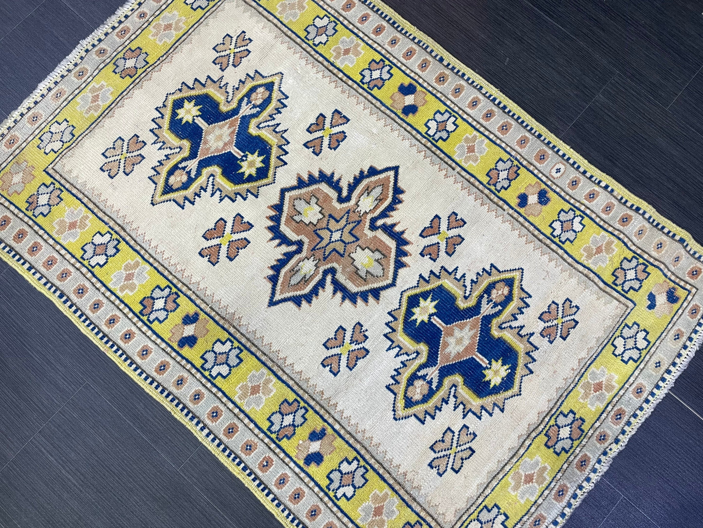 TURKISH HANDMADE Rug 3 x 4.3 Vintage Rug Oushak Rug, Traditional Rug Oriental Rug Hand Knotted Rug Wool Rug, Wholesale Rug