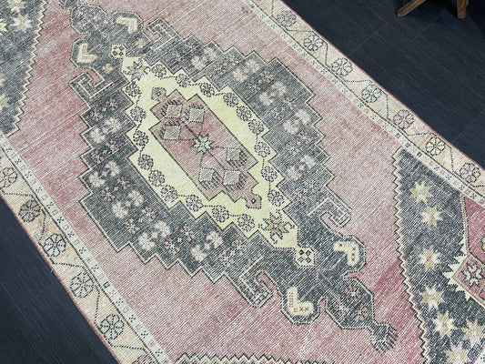 Turkish Muted 4.3 x 8 Rug, Oriental Rug, Large Area Rug, Distressed Vintage Rug, Oushak Rug, Muted Rug Hand Knotted Rug, Handmade Rugs