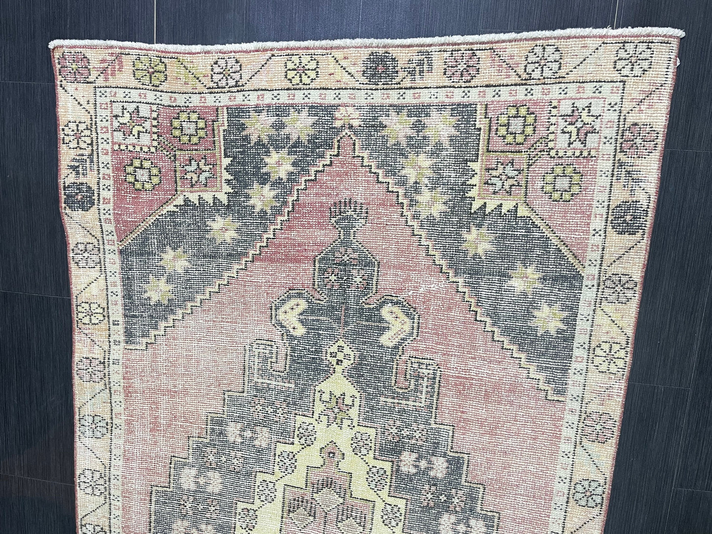 Turkish Muted 4.3 x 8 Rug, Oriental Rug, Large Area Rug, Distressed Vintage Rug, Oushak Rug, Muted Rug Hand Knotted Rug, Handmade Rugs