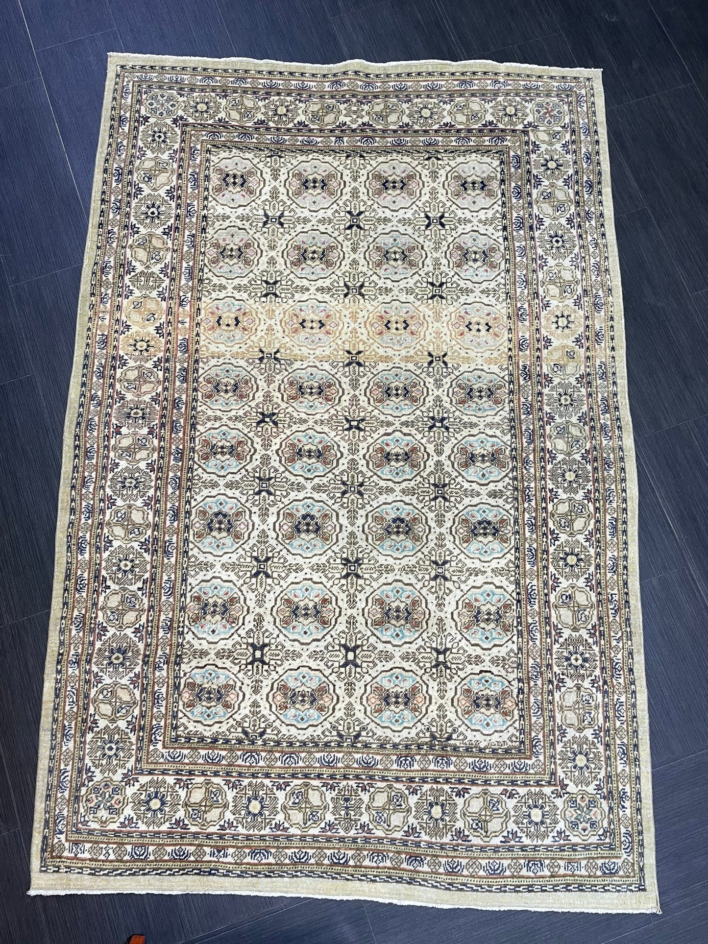 Fine Hand Knotted Rug, Vintage 4x6 Rug, Persian Rug, Turkish Rug, Oushak Rug, Handmade Rug, Rustic Rug, Wool Rug, Oriental Rug