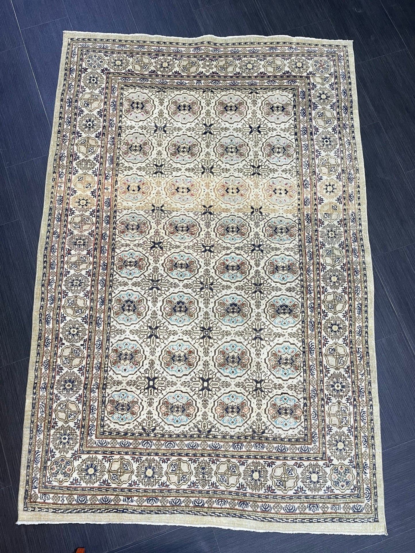Fine Hand Knotted Rug, Vintage 4x6 Rug, Persian Rug, Turkish Rug, Oushak Rug, Handmade Rug, Rustic Rug, Wool Rug, Oriental Rug