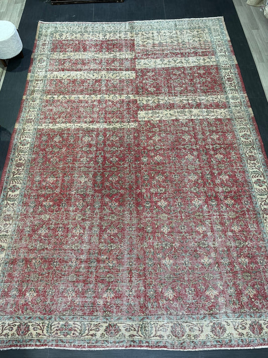 Vintage RUG, TURKISH 8x12 Oushak Rug, Persian Rug, Handmade Large Rug, Wool Antique Rug Hand Knotted Rug, Floor Art Rug