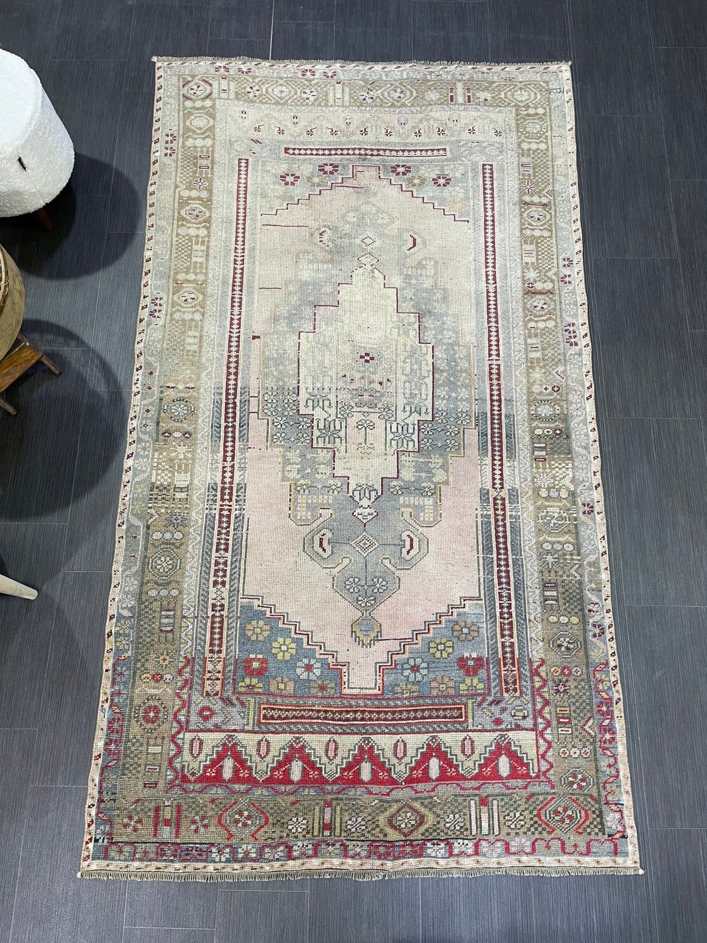 OUSHAK RUG, TURKISH 4.2 x 7.6 Rug, Vintage Rug, Vintage Oriental Rug, Wool Hand Knotted Rug, Handmade Rug, Antique Turkish Rug.