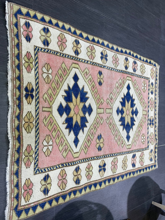 Handmade TURKISH Rug, Vintage Wool 3.3 x 4.4 Rug, Oushak Rug, Hand Knotted Rug, Anatolian Rug, Persian Rug, 100% Wool Rug,
