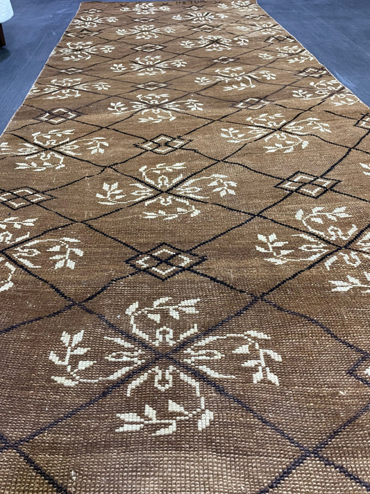 Turkish Rug, Vintage 3.6 x 11.3 Rug,Handmade Oushak Rug, Farmhouse Rug, Hand Knotted Wool Rug, Rustic Rug, Vintage Turkish Rug