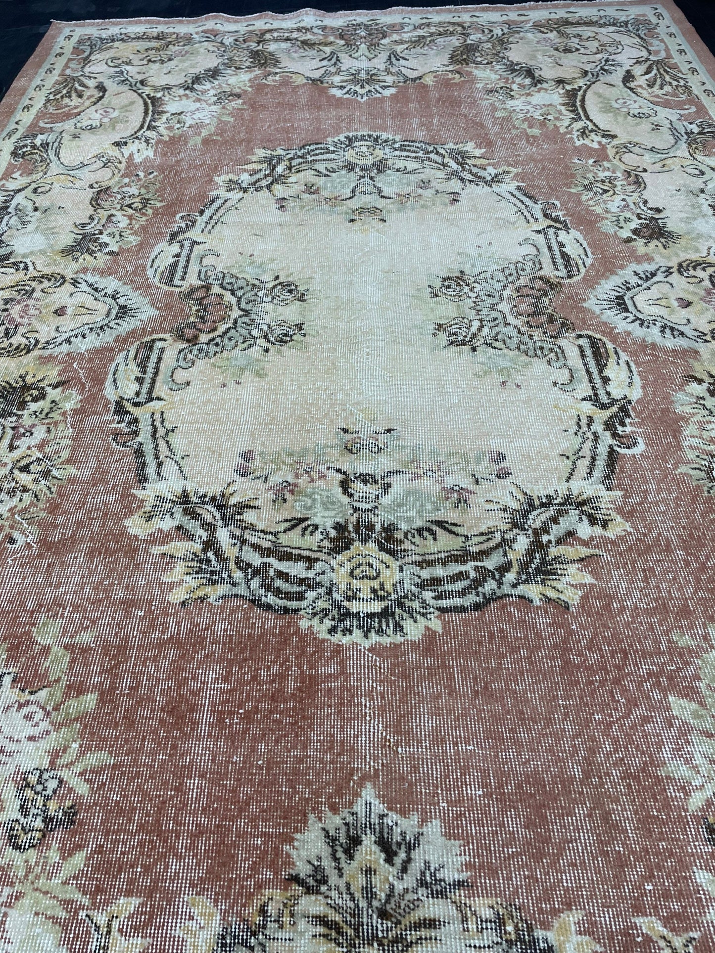 Persian Rug, Muted Vintage 7x11 Rug , Muted Oushak Rug, Rustic Rug, Turkish Rug, Farmhouse Rug, Wool rug