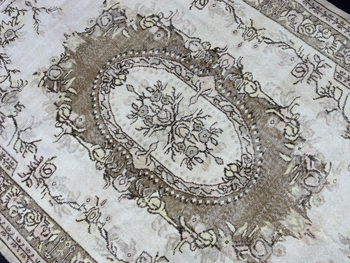 Antique Rug, Vintage 6.3 x 10 Rug, Turkish Wool Rug, Oushak Rug, Distressed Hand Knotted Rug, Persian Rug, Handmade Rug