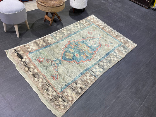 Antique Rug, Vintage Shaggy 3.7 x 5.9 Rug, High Wool Pile Rug,Plush Rug,Handmade Rug,Hand Knotted Rug,One Of A Kind Rug, Nomad Rug, Rear Rug