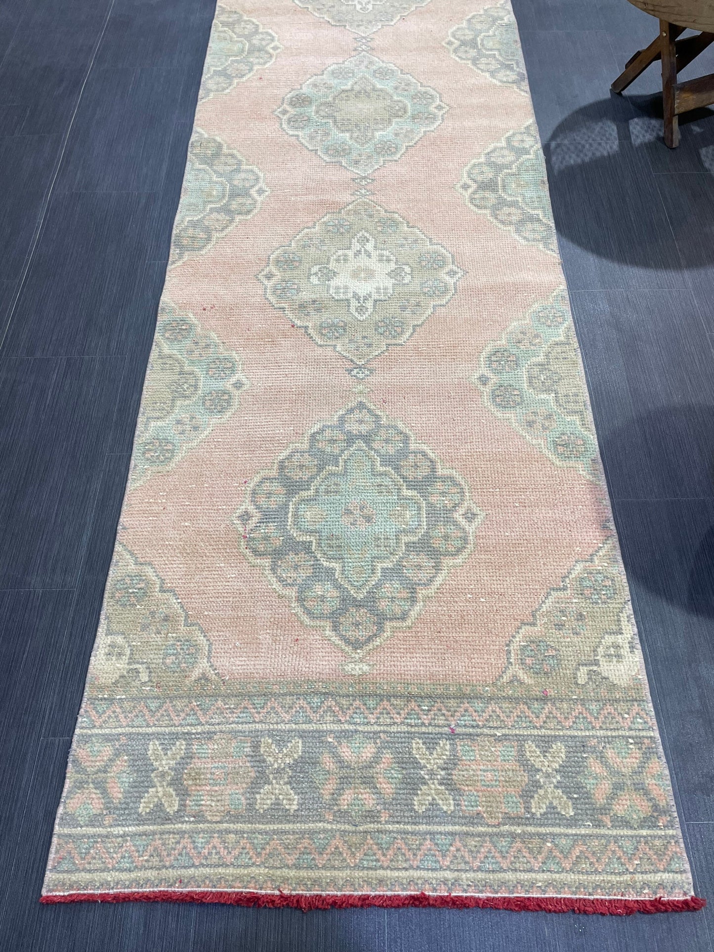 Muted Oushak Runner Rug, Turkish Runner 2.9 x 11.5 Rug Vintage Runner Rug Hallway Runner Rug Kitchen Runner Rug Wool Runner Handmade Runner
