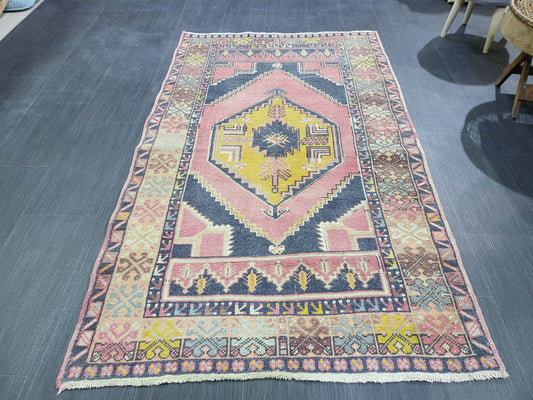 3.6 x 6 Hand Knotted Rug, Handmade Rug, Oushak Rug, Natural Wool Rug, Oriental Rug Plush Turkish Rug, Farmhouse Rug, Vintage Persian rug