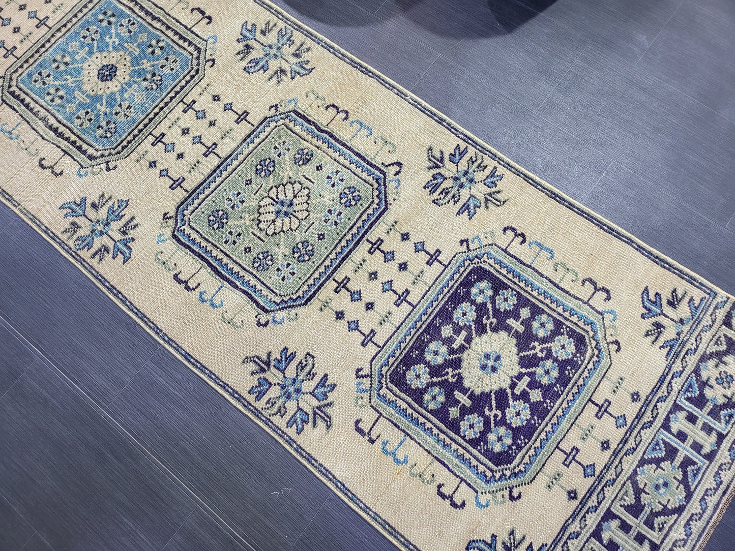 Oushak Runner Rug, Turkish 2.9 x 11.3 Runner Rug, Vintage Runner Rug, Hallway Runner Rug, Kitchen Runner Rug, Handknotted Wool Runner Rug