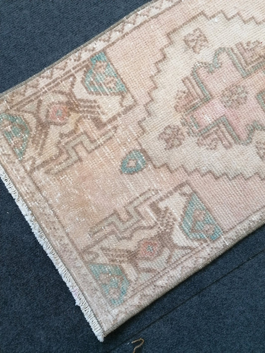 1.6 x 2.9 Turkish small rug vintage rug vintage oushak rug,unique hand made rug,kitchen rug