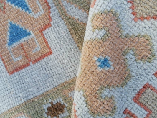 5.8 x 8 Oushak turkish rug pastel vintage rug, kitchen rug, vintage anatolian rug,unique handmade
