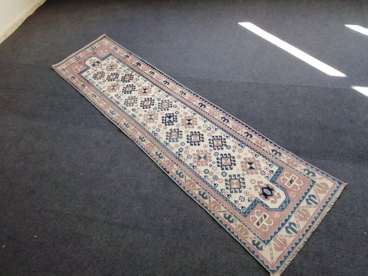 2.3 x 9 turkish runner rug - vintage runner rug, oushak handmade rug - kitchen rug