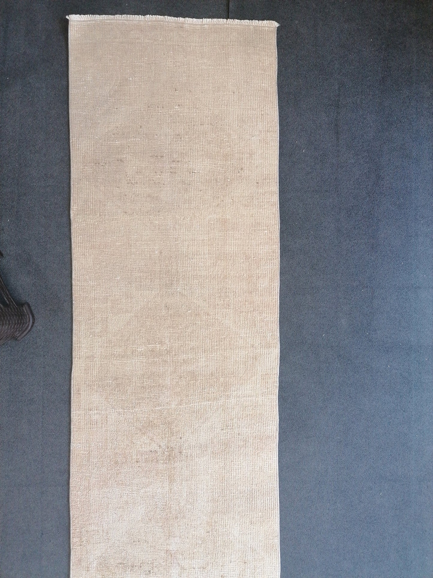 2.3 x 12.6 Neutral runner rug, muted Oushak runner, Turkish runner rug