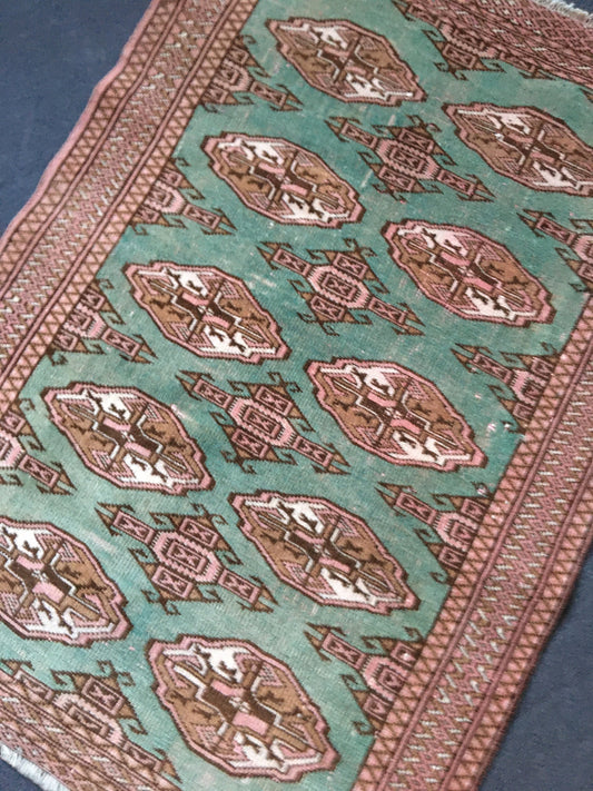 3x4 feet handmade teal persian rug - living room rug, wool rug, bedroom floor rug, bathroom rug