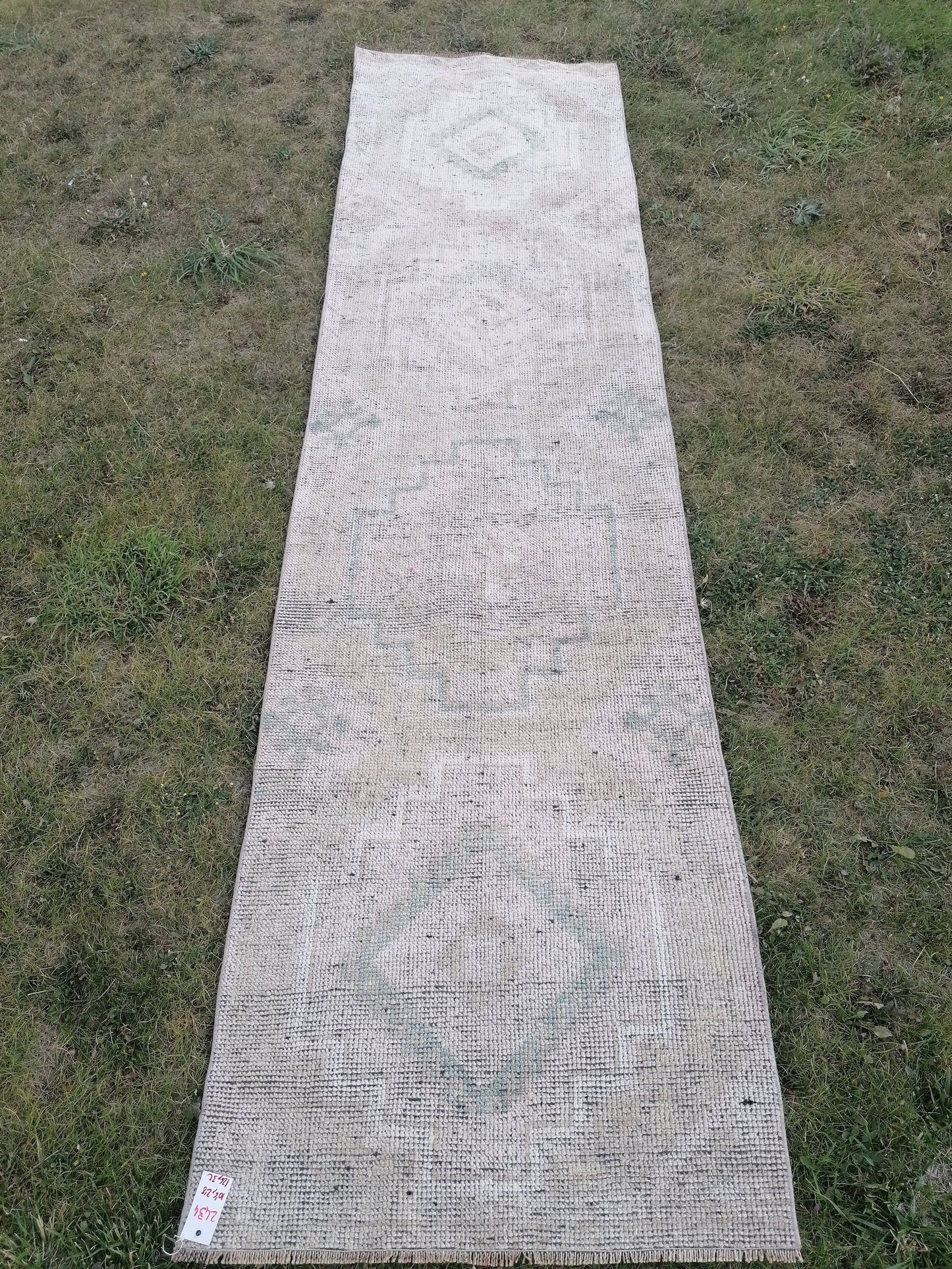 2.8 x 10.6 Pastel runner rug, vintage runner, wool runner,hallway runner, hand made runner