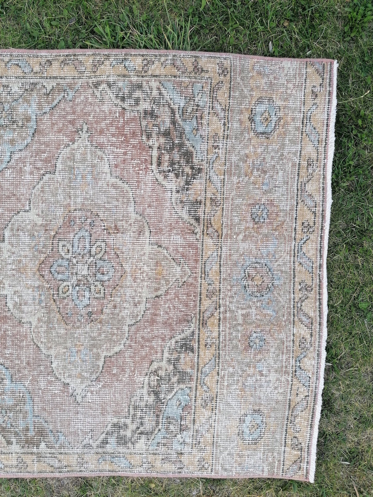 3.2 x 12.9 oushak turkish runner rug, kitchen wool runner rug ,vintage hallway rug, vintage hand made rug