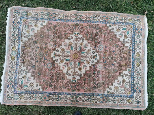 3.6 x 5 handmade rug, vintage rug, wool hand-knotted rug