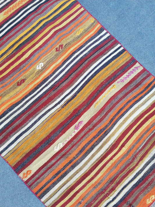 4.2 x 2.4 flat woven rugs, hand made flatweave rug, oushak rug, rustic rug