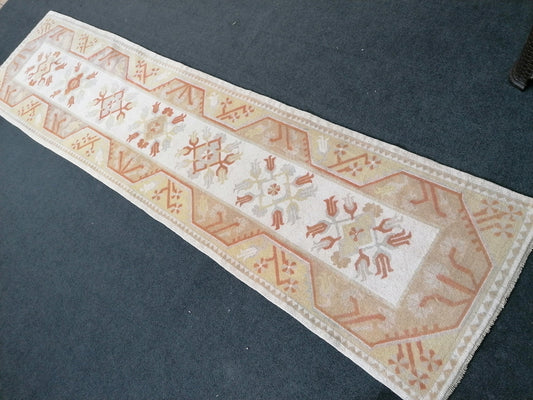 2.6 x 10.2 runner rug, turkish runner rug, vintage runner rug, oushak runner rug