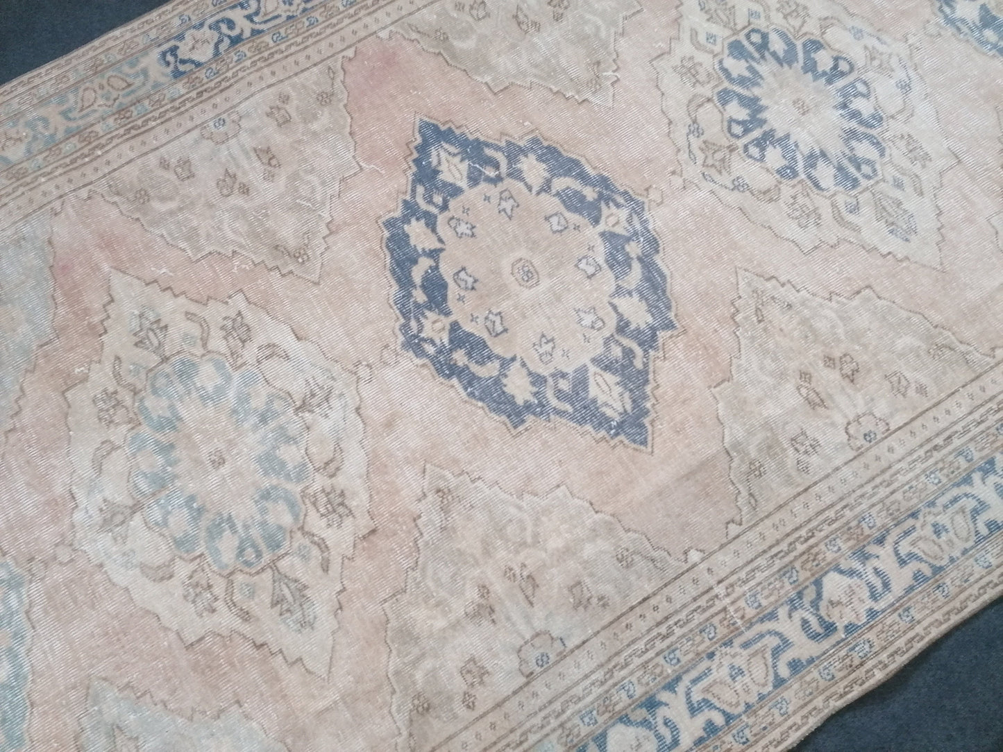 5.8 x 11.4 Muted runner rug vintage runner rug, vintage oushak rug unique handmade rug