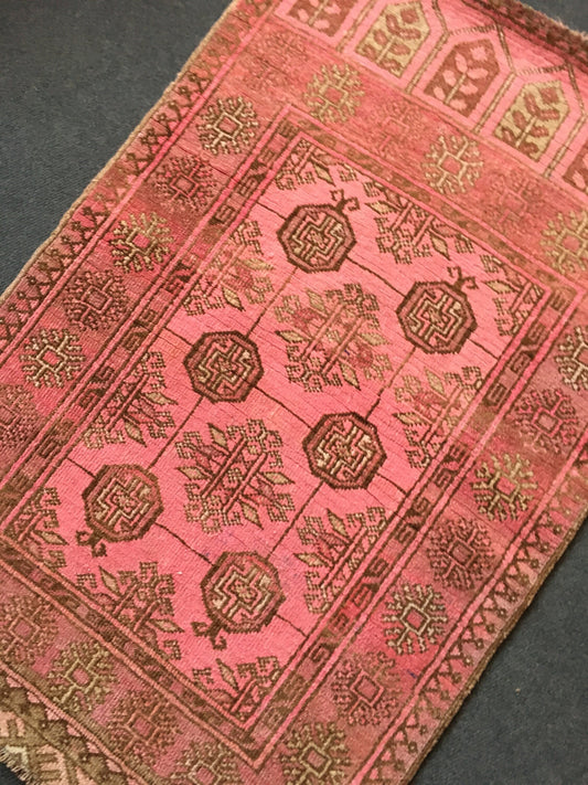 2.4 x 3.5 feet handmade bohemian turkish small rug, vintage bedroom small rug