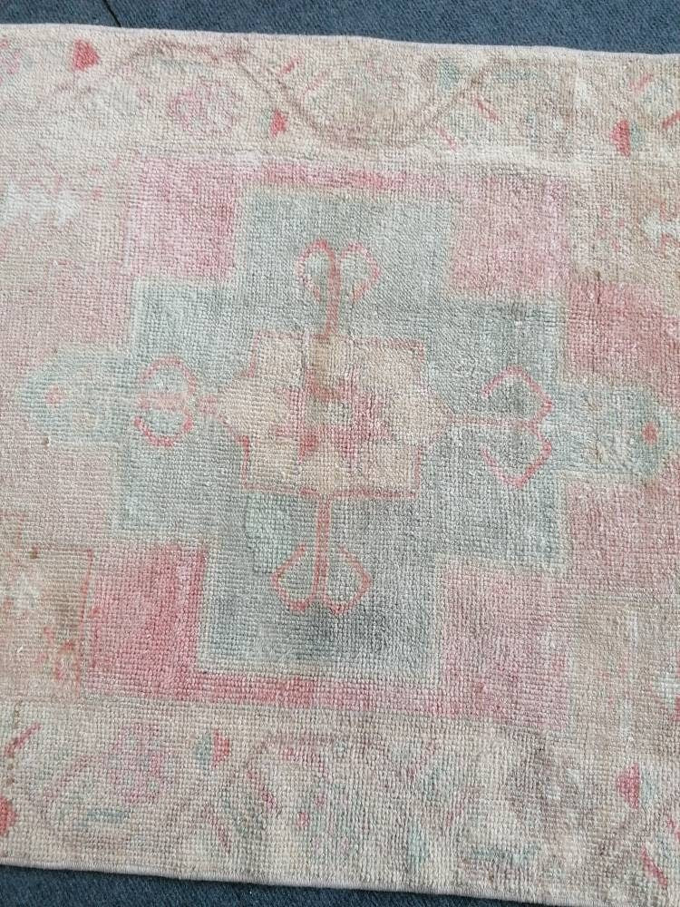 4 x 2.5 Turkish rug,pastel vintage rug oushak rug unique hand made rug kitchen rug bohemian rug traditional