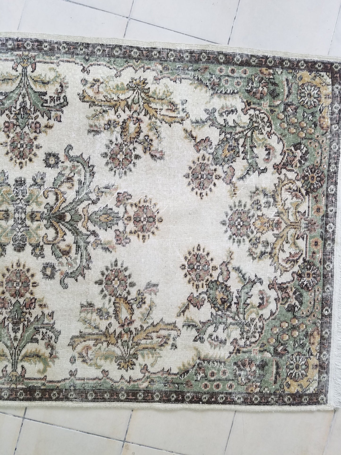 4 x 7 Turkish oushak rug, earth tone rug, pastel color rug, ethnic motif rug traditional turkish rug