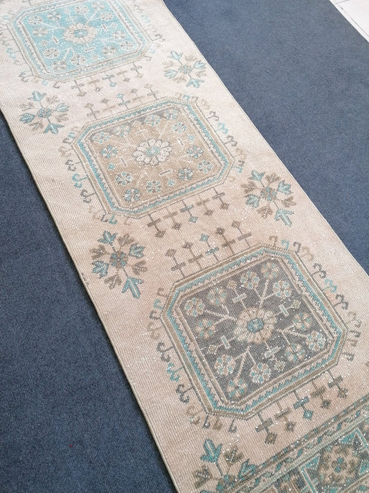 2.6 x 11.6 turkish runner rug, runner rug,vintage, oushak runner rug, kitchen runner rug,