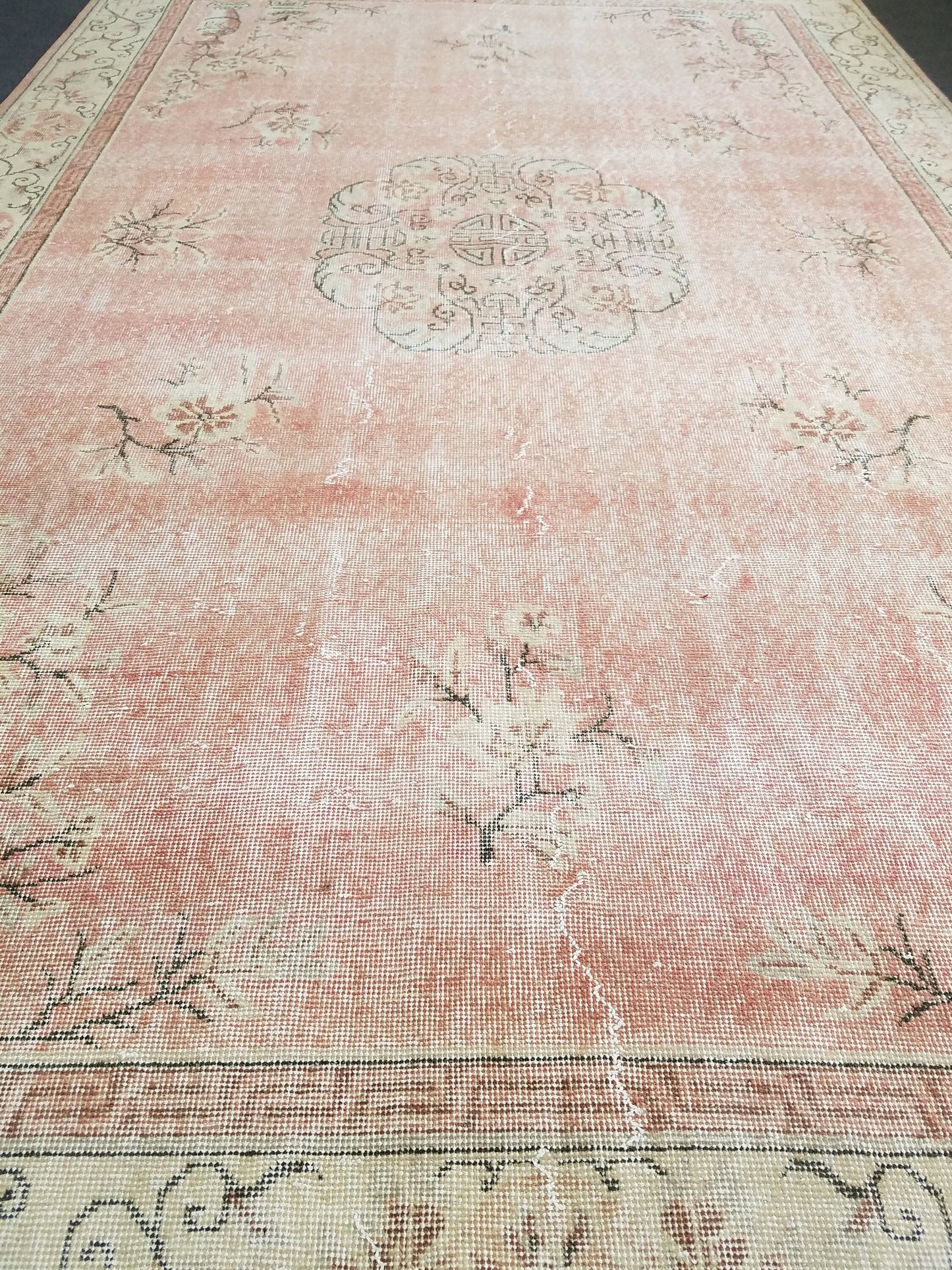 6.10 x 10.9 large oushak vintage rug, vintage oushak rug, large area rug