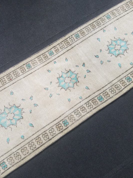 2.5 x 11.7 Muted soft colors runner rug - distressed vintage runner rug turkish oushak runner, hallway runner