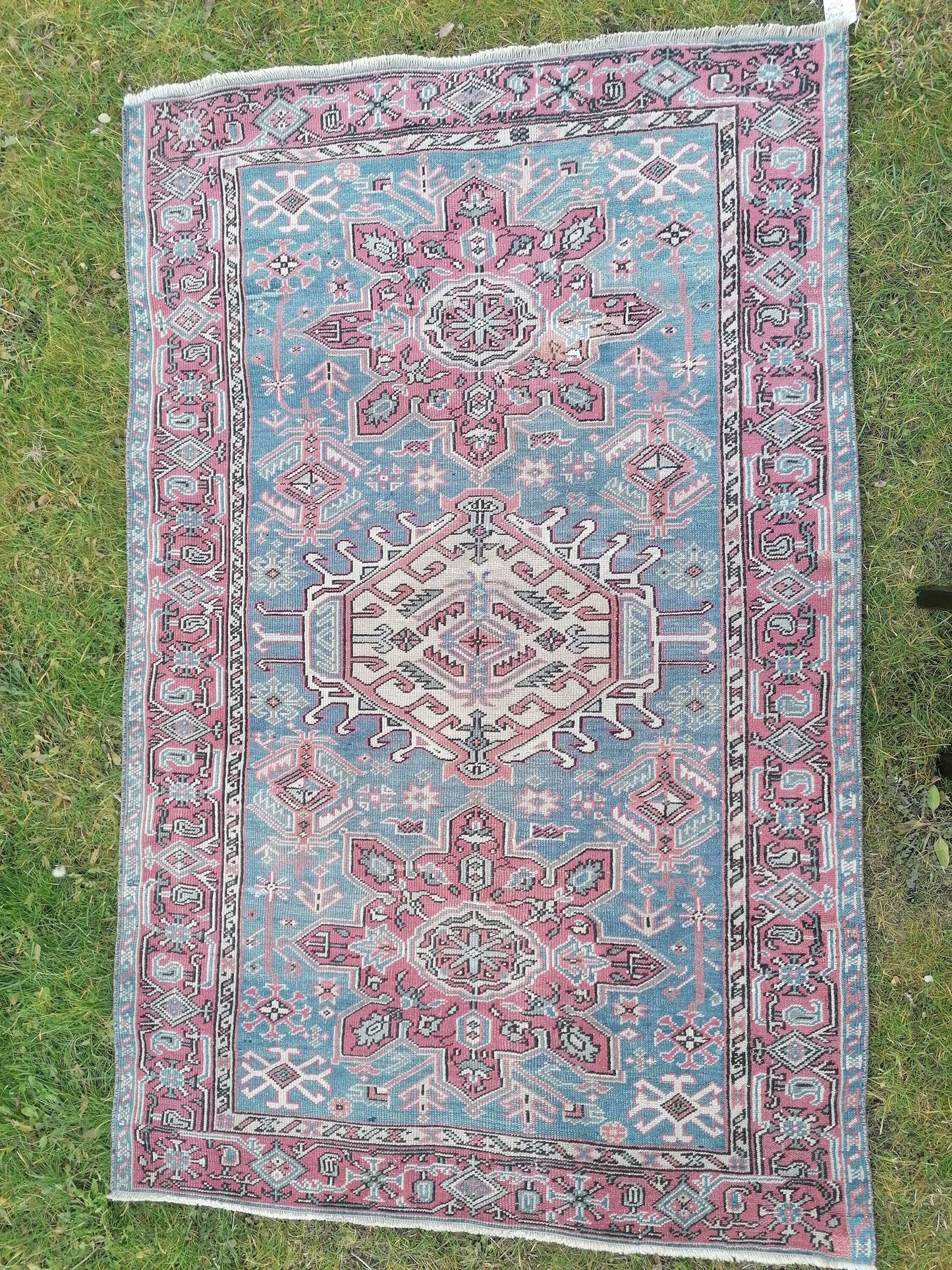 4 x 6.4 wool rug,turkish oushak rug,vintage handmade rug,