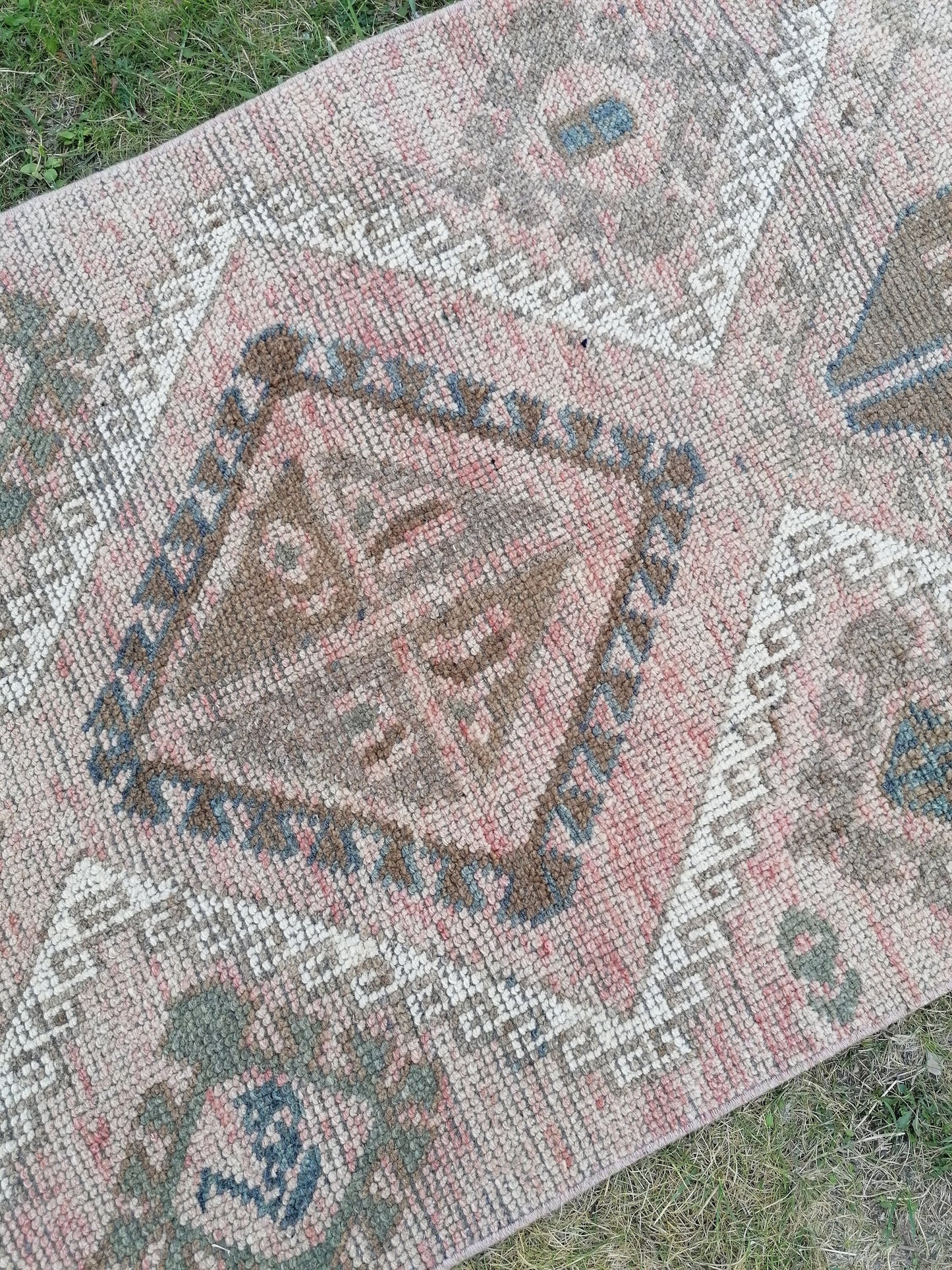 3x11 long persian motif runner rug, handmade wool brown entryway runner, turkish anatolian runner, kitchen oushak runner,vintage hallway rug