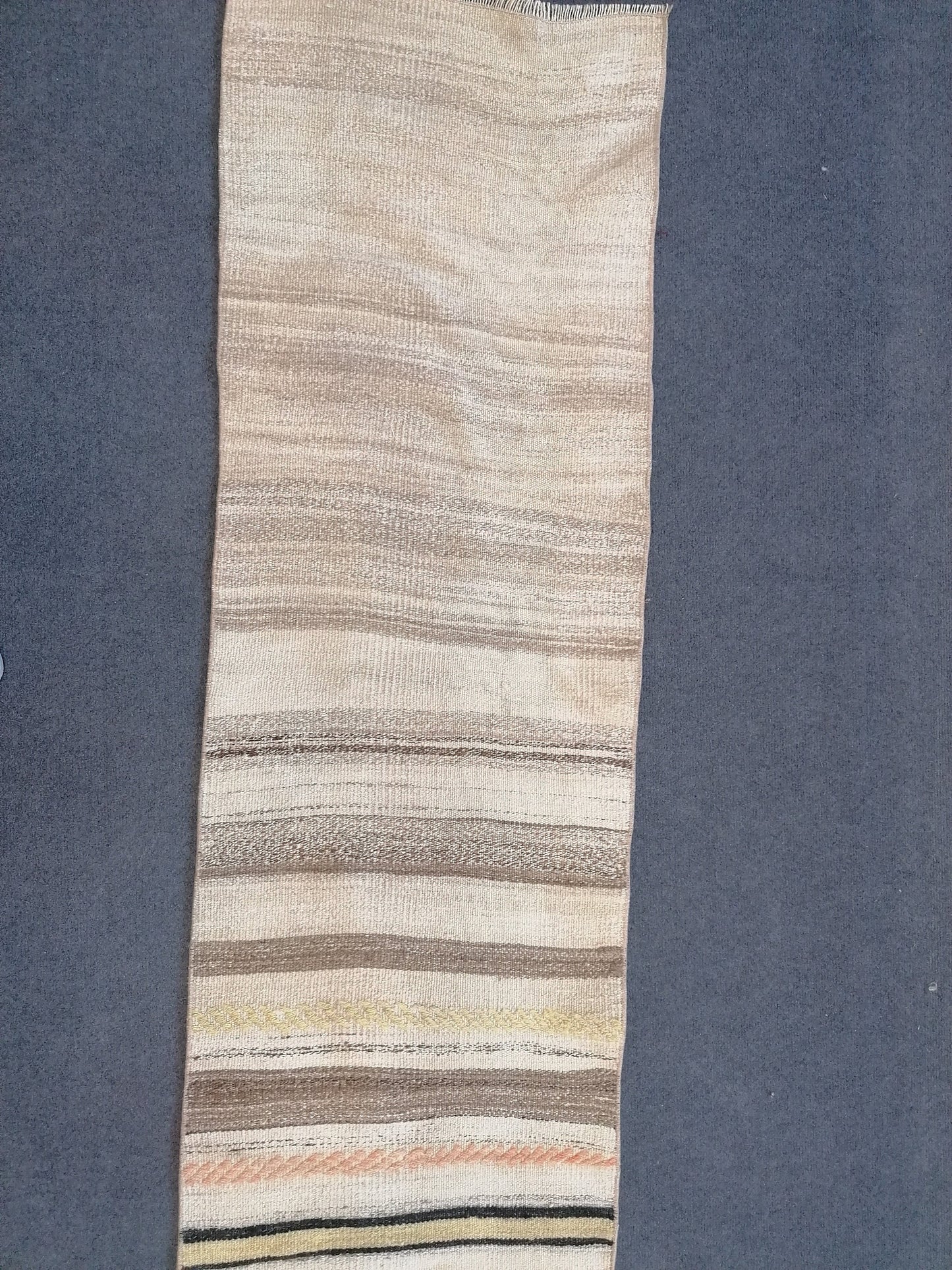 Vintage rug , flat woven kilim rug with embroidery rug, oriental carpet, vintage kilim rug wool carpet rug, flat pile rug 1.9 x 7 feet