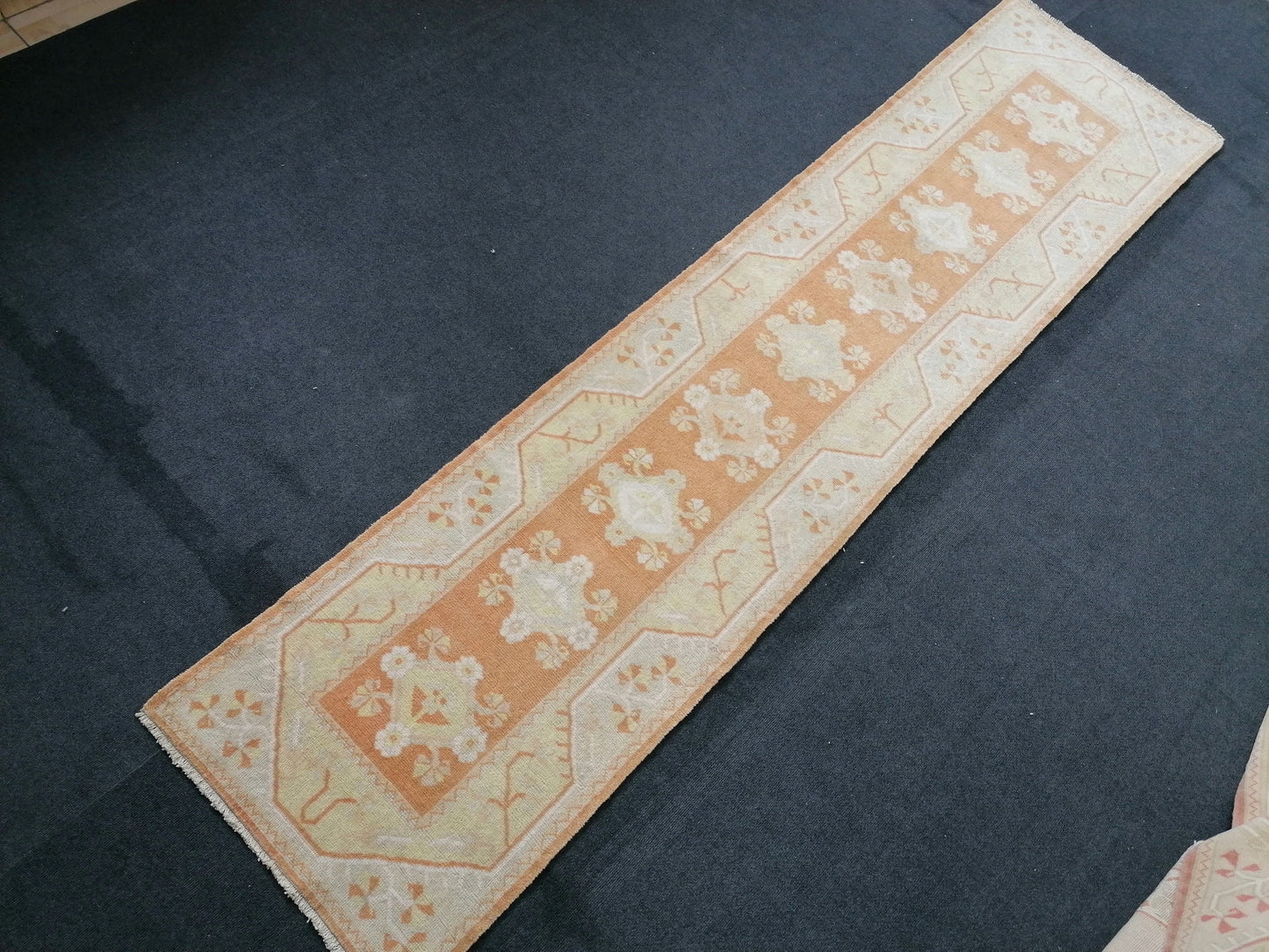 2.6 x 10.2 Oushak Runner rug, turkish runner rug, vintage runner rug, hallway runner rug, kitchen runner rug,