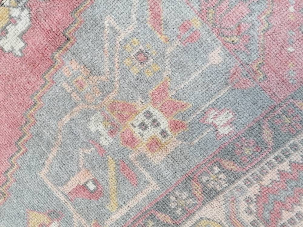 4.7 x 9 Pastel vintage wool rug oushak hand made rug, Hand-knotted rug