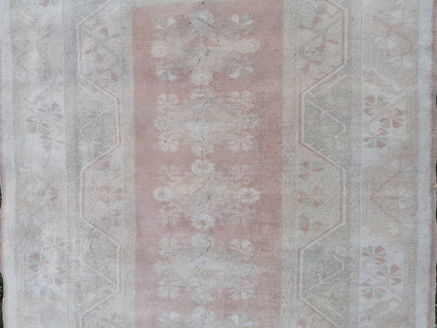 5.2 x 7.2 Oushak turkish rug, muted turkish rug, vintage pastel wool rug, kitchen rug,