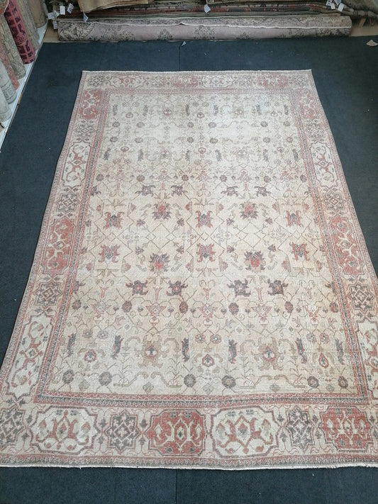 Vintage rug 6.10 x 10.4 large vintage turkish rug, oushak handmade wool rug,