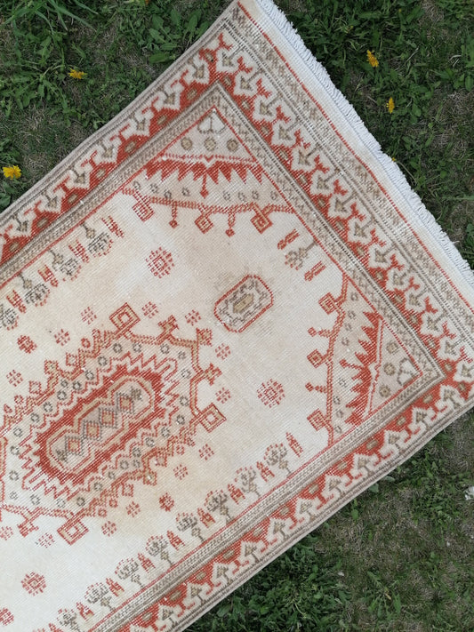 2.5 x 10.9 muted soft color runner rug, vintage runner rug, turkish runner rug