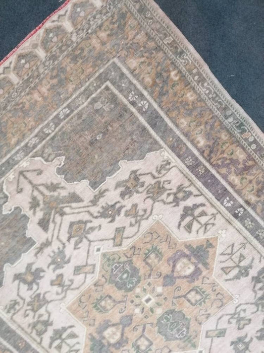 Muted soft colors rug 4.8 x 6.10 vintage turkish rug, oushak rug