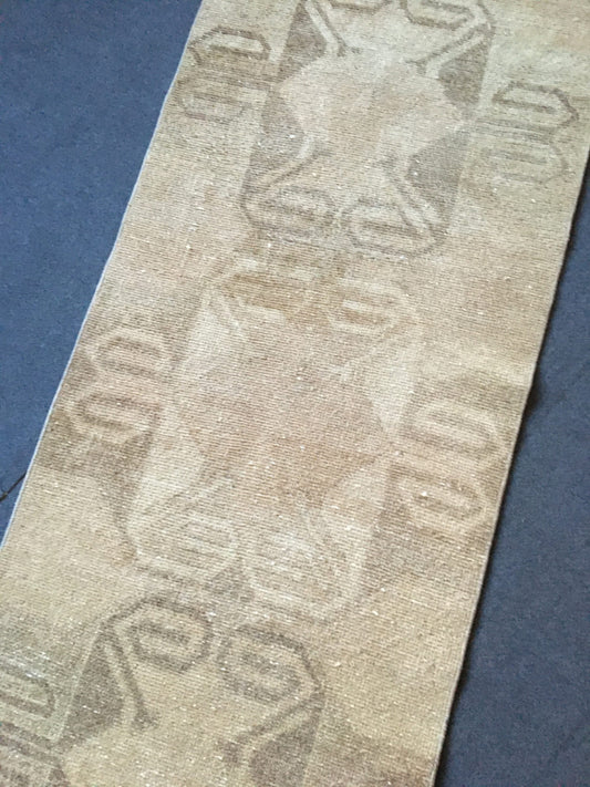 2.6 x 8 Oushak runner rug, turkish wool natural runner rug,