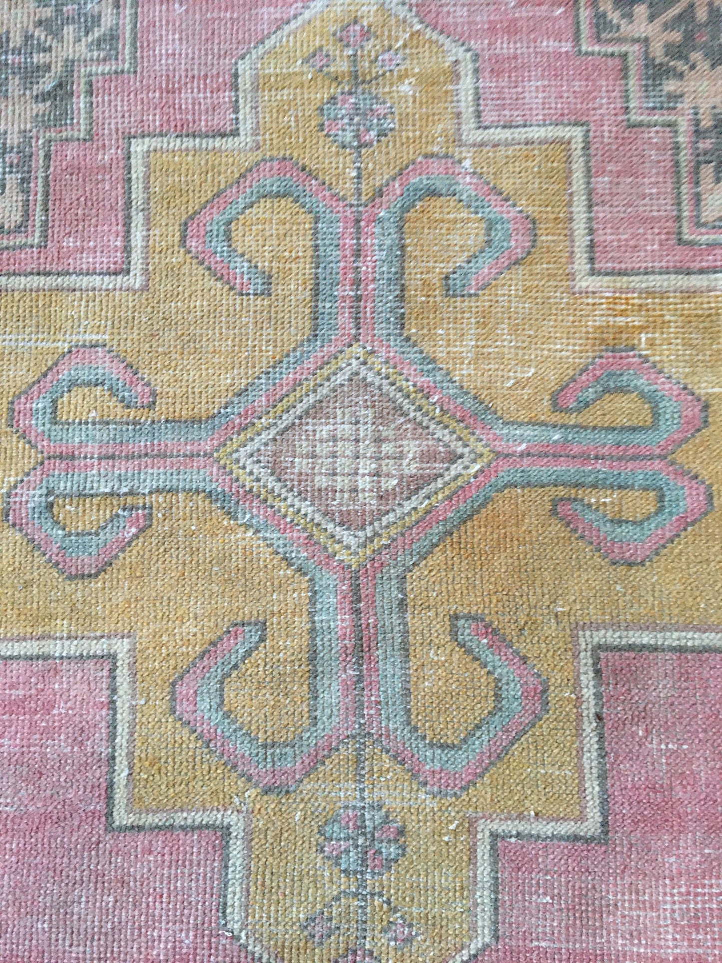 2.5 x 9 wool muted color pink runner rug, turkish handmade long runner rug,