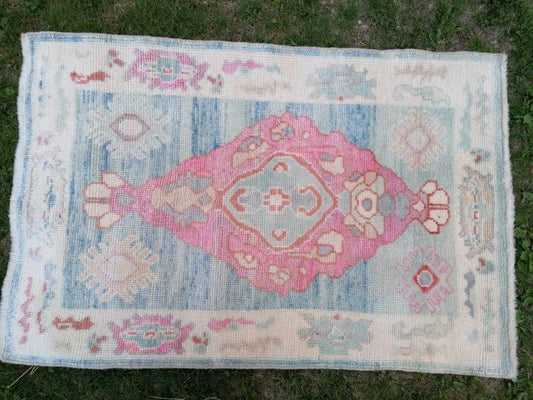 Oushak turkish wool rug 2.11 x 4.5 oushak handmade rug, living room rug, bohemian rug