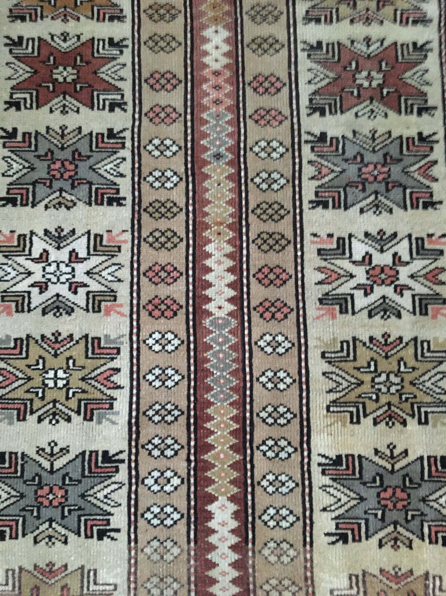 3.5 x 6 feet natural handmade wool large rug, turkish living room area rug, wide bedroom brown rug